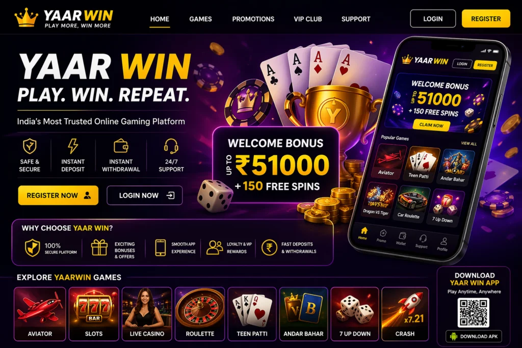 YaarWin India's trusted online gaming platform with welcome bonus
